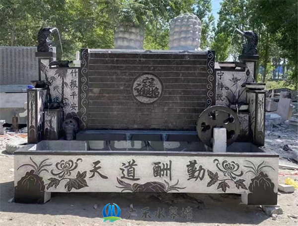 杭州石材雕花水幕墙鱼池