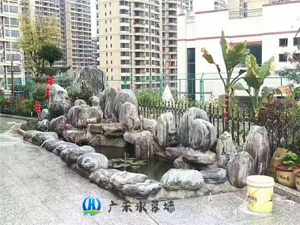 杭州金色家园泰山石鱼池假山