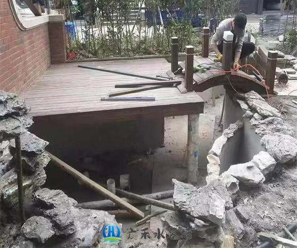 杭州庭院水系鱼池驳岸工程